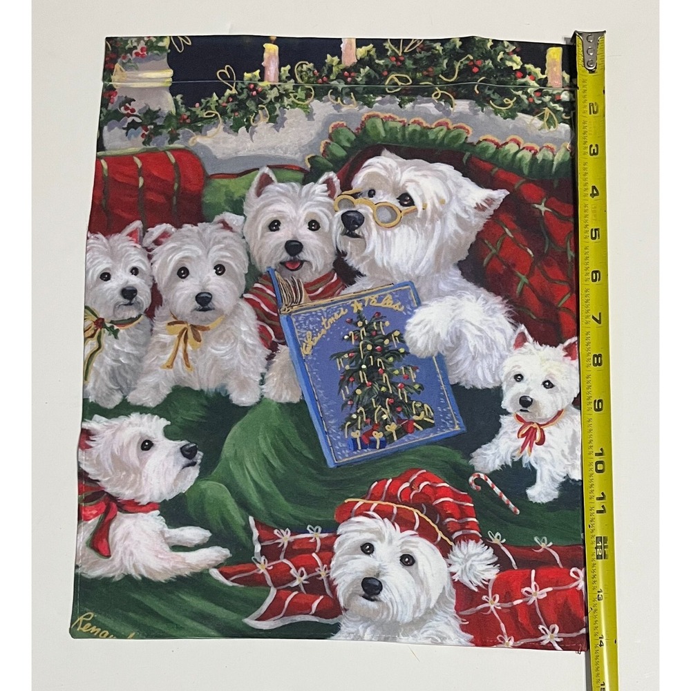 Westie West Highland Terrier Christmas Reading Books Garden Flag Dog Xmas Gift - Picture 2 of 4